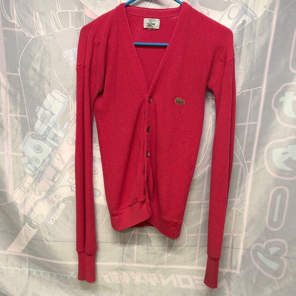 Lacoste Vibrant Red V-Neck Cardigan